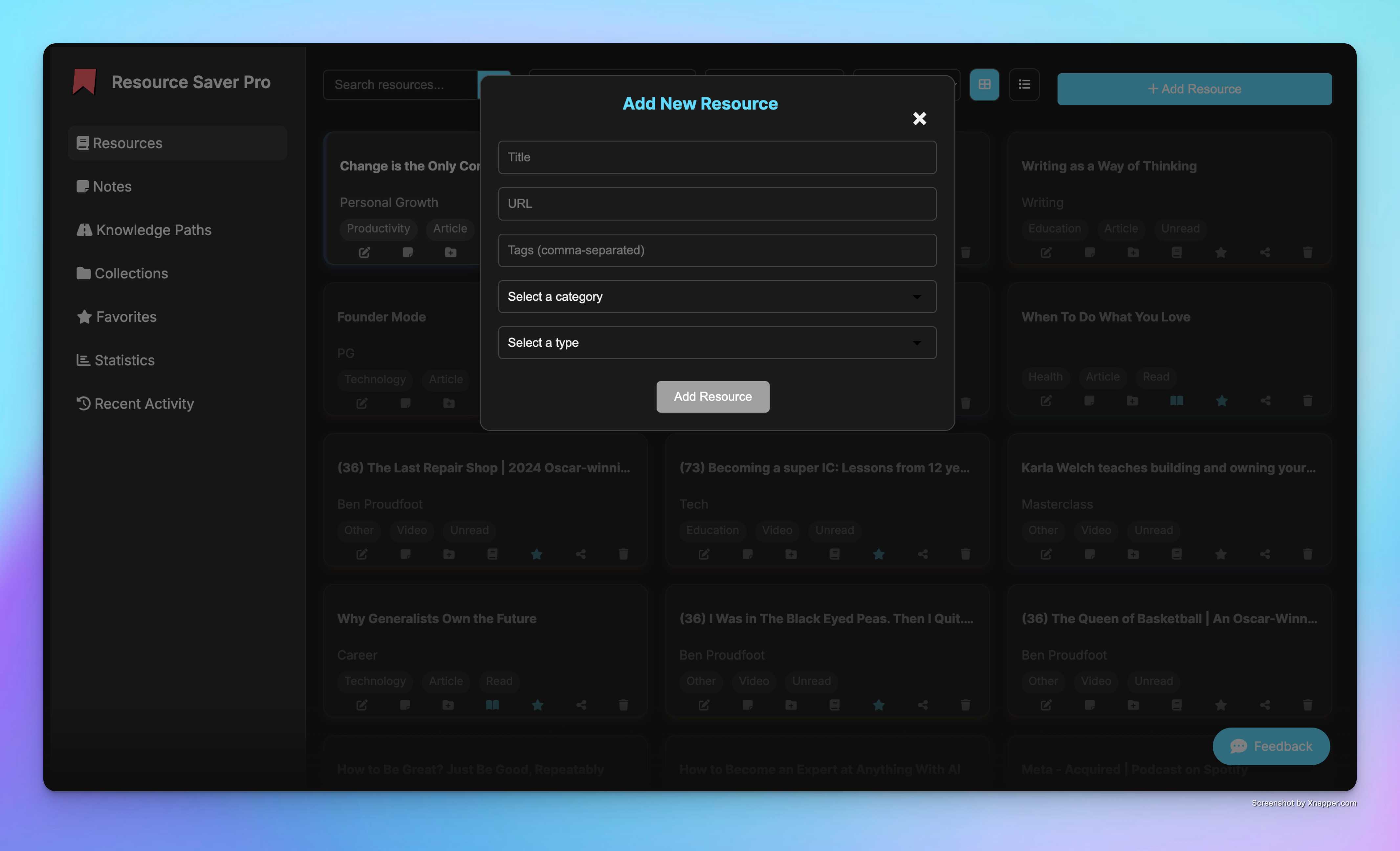Resource Saver Pro - Curate Knowledge, Spark Brilliance