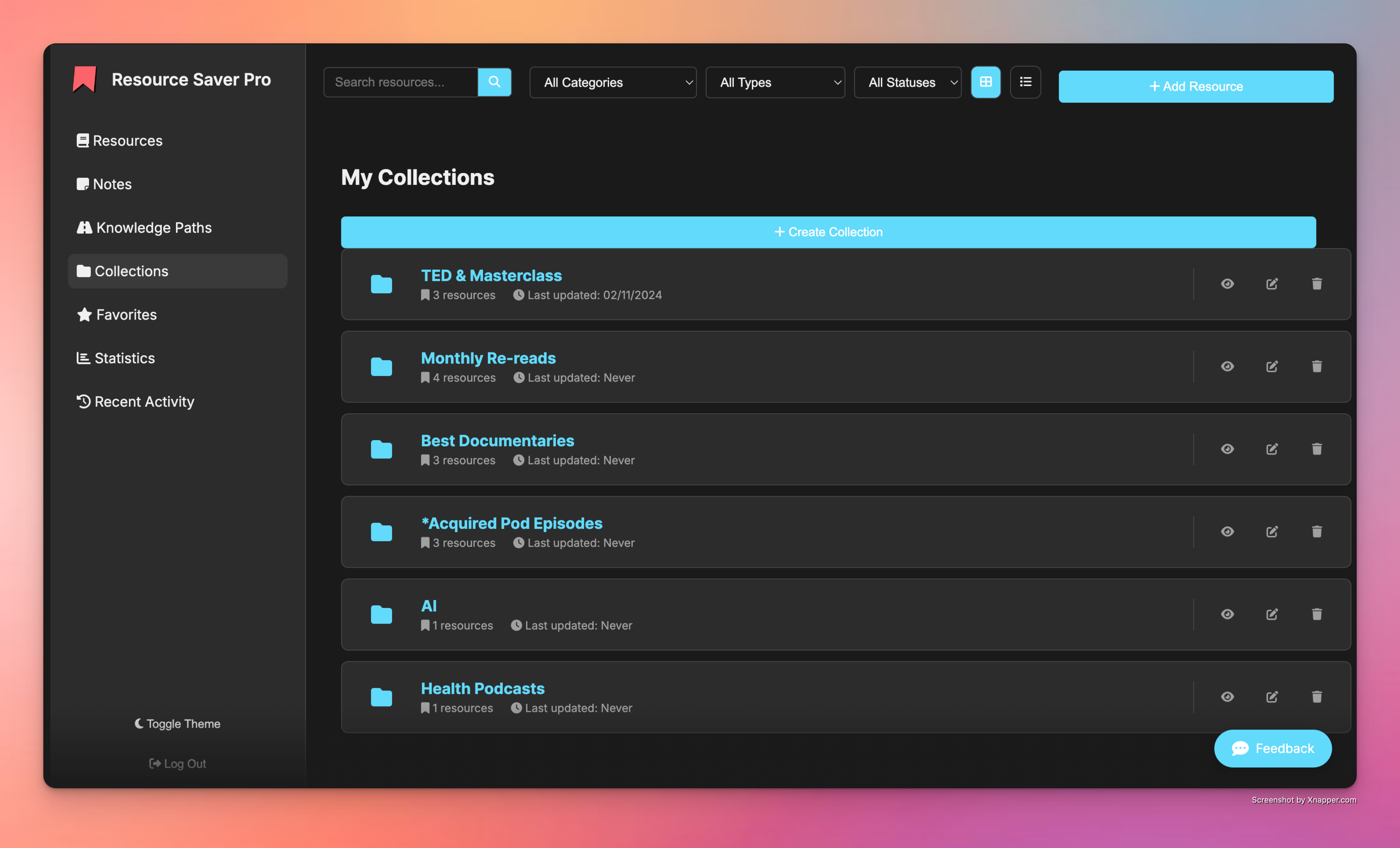 Collections Feature